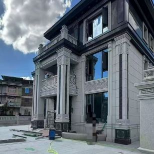 儋州 别墅干挂，芝麻白与芝麻黑完美配合